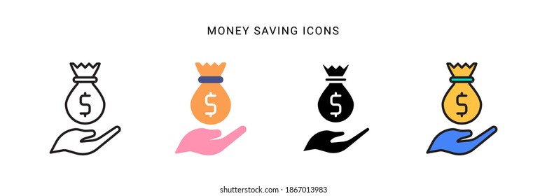 money saving icon vector design with four different style. isolated on white background
