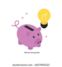 Money Saving Idea Concept isometric Style Illustrations. Eps 10 File