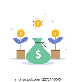 Money saving and invest. Financial management concept. Vector illustration