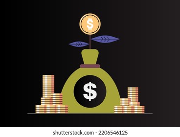 Money saving and investing, portfolio, planning invest strategy, savings budget, financial management concept flat vector illlustration.