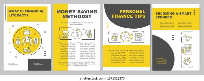 Money saving methods brochure template. Investment planning. Flyer, booklet, leaflet print, cover design with linear icons. Vector layouts for magazines, annual reports, advertising posters