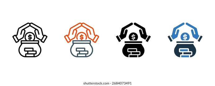 Ilustración vectorial de estilo de icono múltiple de ahorro de dinero
