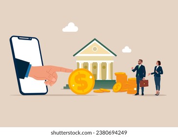 Money saving. Online deposit. Flat vector illustration.