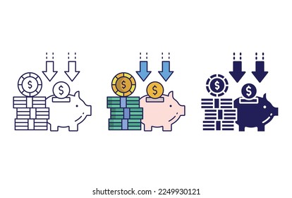 Ahorro de dinero, ilustración vectorial de icono de cerco