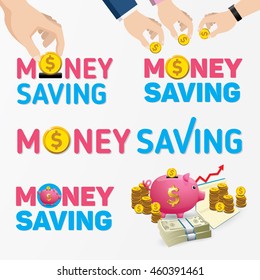Money saving planning infographics template. Golden coins putting into a pink piggy bank. template for workflow layout, banner, diagram, number options, web design, timeline.