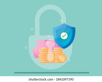 concepto de protección de ahorro de dinero ilustración vectorial diseño plano