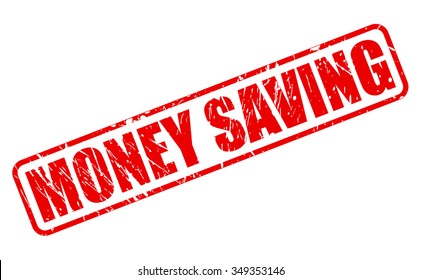 MONEY SAVING red stamp text on white