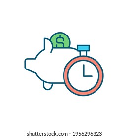 Money Saving RGB Color Icon. Liquidity. Paying Large Purchases. Non-spending Income. Pension, Deposit Account. Debt Payment. Financial Stress Reduction. Investment Fund. Isolated Vector Illustration