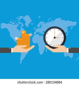 Money saving. Times is money. Business and management. vector