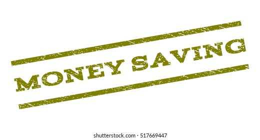 Money Saving watermark stamp. Text caption between parallel lines with grunge design style. Rubber seal stamp with dust texture. Vector color ink imprint on a white background.