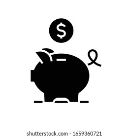 Money savings black icon, concept illustration, vector flat symbol, glyph sign.