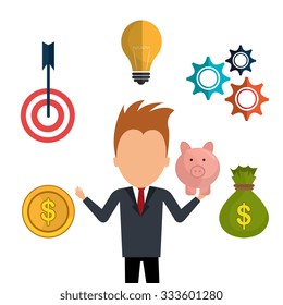 Money savings and business design, vector illustration graphic