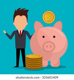 Money savings and business design, vector illustration graphic