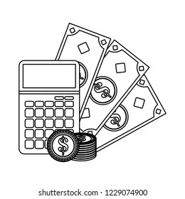 Money savings calculator black and white