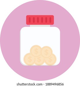Money savings flat vector colour icon