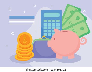 Money and savings icon collection