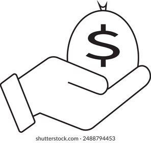 Money savings icon, profit icon vector illustration, hand holding dollar sign, income icon, salary icon, finance, art and illustration