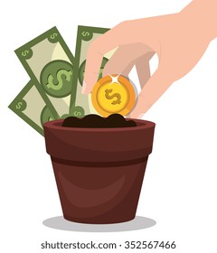 Money savings and investments graphic design, vector illustration
