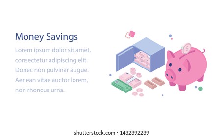 

Money savings isometric illustration design
