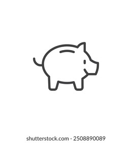 Ícone de linha de economia de dinheiro. sinal de estilo linear para conceito móvel e web design. Ícone de vetor de contorno de mealheiro. Símbolo, ilustração de logotipo. Gráficos vetoriais