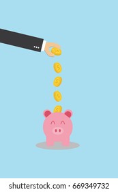 Money savings in pink piggy with gold coin icon.