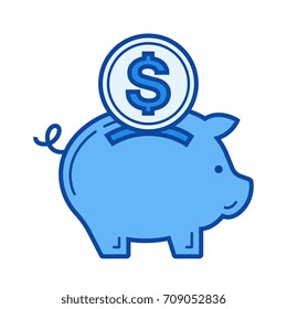 Money savings vector line icon isolated on white background. Money savings line icon for infographic, website or app. Blue icon designed on a grid system.