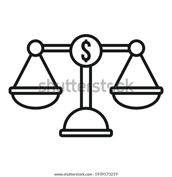 Money scale icon. Outline money scale\
vector icon for web design isolated on white\
background