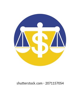 Money scale vector logo design. Finance concept. Logotype scale and dollar symbol icon.	
