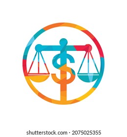 Diseño del logotipo vectorial de escala monetaria. Concepto de finanzas. Escala de logotipo e icono de símbolo de dólar.	
