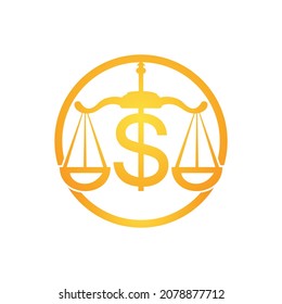 Money scale vector logo design. Finance concept. Logotype scale and dollar symbol icon.	
