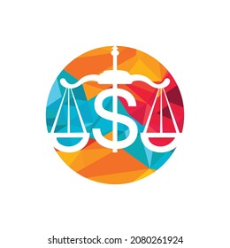 Money scale vector logo design. Finance concept. Logotype scale and dollar symbol icon.	
