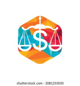 Money scale vector logo design. Finance concept. Logotype scale and dollar symbol icon.	
