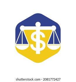 Money scale vector logo design. Finance concept. Logotype scale and dollar symbol icon.	

