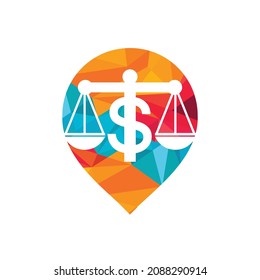 Geldskala, Vektorlogo-Design. Finanzkonzept. Logotype-Skala und Symbol für Dollar.	