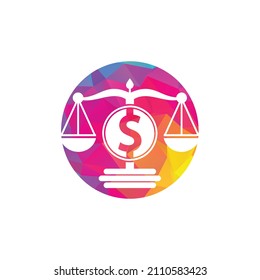 Money scale vector logo design. Finance concept. Logotype scale and dollar symbol icon.