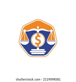 Geldskala, Vektorlogo-Design. Finanzkonzept. Logotype-Skala und Symbol für Dollar.