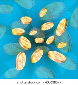 Money scattered coins vector