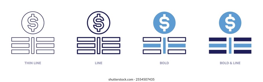 Money scholarships icon in 4 different styles. Thin Line, Line, Bold, and Bold Line. Duotone style. Editable stroke.