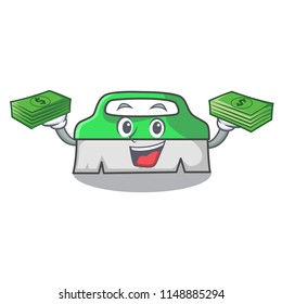 With money scrub brush mascot cartoon