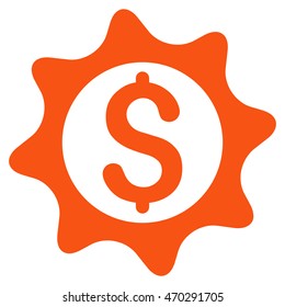 Money Seal icon. Vector style is flat iconic symbol with rounded angles, orange color, white background.