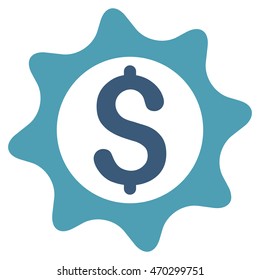 Money Seal icon. Vector style is bicolor flat iconic symbol with rounded angles, cyan and blue colors, white background.