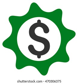 Money Seal icon. Vector style is bicolor flat iconic symbol with rounded angles, green and gray colors, white background.
