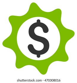 Money Seal icon. Vector style is bicolor flat iconic symbol with rounded angles, eco green and gray colors, white background.