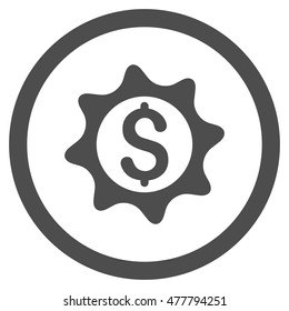Money Seal rounded icon. Vector illustration style is flat iconic symbol, gray color, white background.