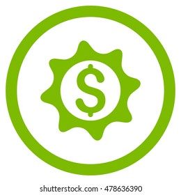 Money Seal rounded icon. Vector illustration style is flat iconic symbol, eco green color, white background.