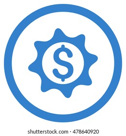 Money Seal rounded icon. Vector illustration style is flat iconic symbol, cobalt color, white background.