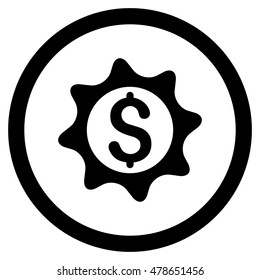 Money Seal rounded icon. Vector illustration style is flat iconic symbol, black color, white background.