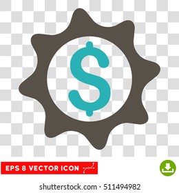 Money Seal vector icon. Image style is a flat grey and cyan iconic symbol.