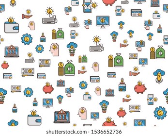 Money seamless pattern design, Repeat textile design. Fabric print.