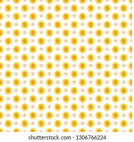 Money seamless pattern. Flat vector cartoon money illustration. Objects isolated on a white background.